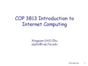 COP 3813 Introduction to Internet Computing Xingquan Hill
