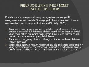 PHILIP SCHELZNIK PHILIP NONET EVOLUSI TIPE HUKUM Di