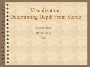 Visualization Determining Depth From Stereo Saurav Basu BITS