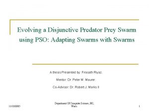 Evolving a Disjunctive Predator Prey Swarm using PSO