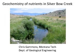Geochemistry of nutrients in Silver Bow Creek Chris