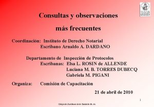 Consultas y observaciones ms frecuentes Coordinacin Instituto de