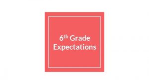 6 th Grade Expectations Expectations Why BE RESPECTFUL