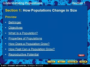 Understanding Populations Section 1 How Populations Change in