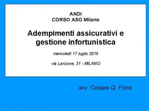 ANDI CORSO ASO Milano Adempimenti assicurativi e gestione