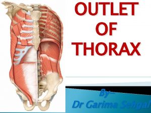 OUTLET OF THORAX By Dr Garima Sehgal Components