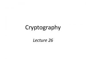 Cryptography Lecture 26 Digital signatures Signature schemes A