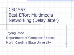 CSC 557 BestEffort Multimedia Networking Delay Jitter Injong