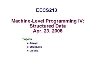 EECS 213 MachineLevel Programming IV Structured Data Apr