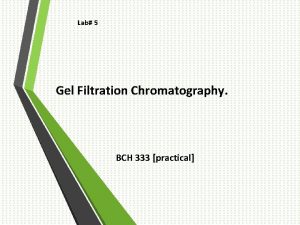 Lab 5 Gel Filtration Chromatography BCH 333 practical