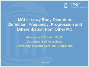 MCI in Lewy Body Disorders Definition Frequency Progression