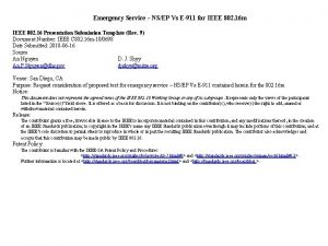 Emergency Service NSEP Vs E911 for IEEE 802