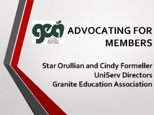 ADVOCATING FOR MEMBERS Star Orullian and Cindy Formeller