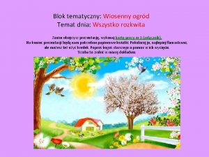 Blok tematyczny Wiosenny ogrd Temat dnia Wszystko rozkwita