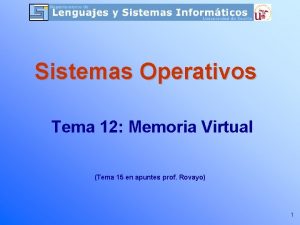 Sistemas Operativos Tema 12 Memoria Virtual Tema 15