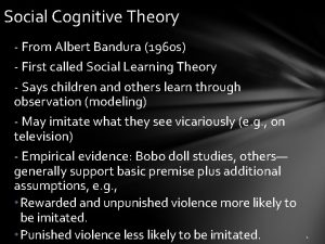 Social Cognitive Theory From Albert Bandura 1960 s