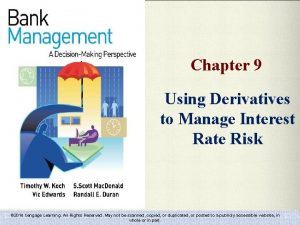 Chapter 9 Using Derivatives to Manage Interest Rate