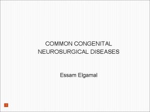 COMMON CONGENITAL NEUROSURGICAL DISEASES Essam Elgamal 1 Outline