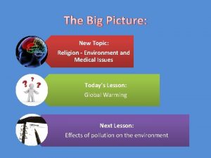 The Big Picture New Topic Religion Environment and