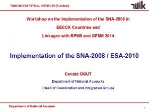 TURKISH STATISTICAL INSTITUTE Turk Stat Workshop on the