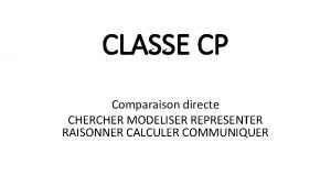 CLASSE CP Comparaison directe CHER MODELISER REPRESENTER RAISONNER