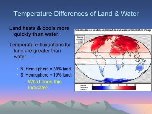 Temperature Differences of Land Water Land heats cools