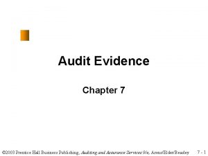 Audit Evidence Chapter 7 2003 Prentice Hall Business