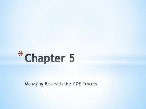 Managing Risk with the IPDE Process This chapter