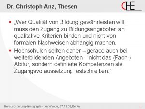 Dr Christoph Anz Thesen Wer Qualitt von Bildung