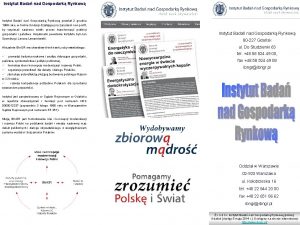 Instytut Bada nad Gospodark Rynkow powsta 2 grudnia