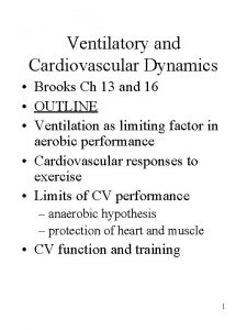 Ventilatory and Cardiovascular Dynamics Brooks Ch 13 and