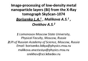 Imageprocessing of lowdensity metal nanoparticle layers Bi from