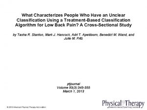 What Characterizes People Who Have an Unclear Classification