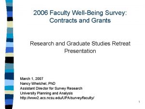 2006 Faculty WellBeing Survey Contracts and Grants Research