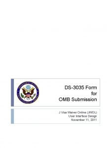 DS3035 Form for OMB Submission J Visa Waiver