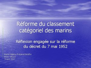 Rforme du classement catgoriel des marins Rflexion engage