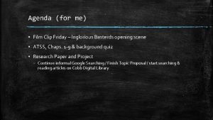 Agenda for me Film Clip Friday Inglorious Basterds