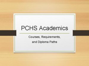 PCHS Academics Courses Requirements and Diploma Paths WELCOME