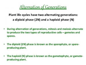 Alternation of Generations Plant life cycles have two