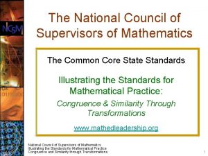 The National Council of Supervisors of Mathematics The