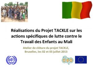 Ralisations du Projet TACKLE sur les actions spcifiques