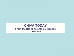 CHIVA TODAY From theoria to scientific evidence C