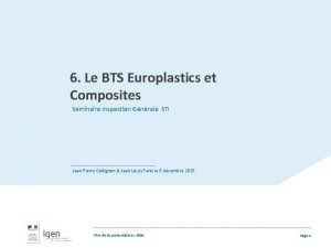 6 Le BTS Europlastics et Composites Sminaire Inspection