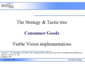 The Strategy Tactic tree Consumer Goods Viable Vision