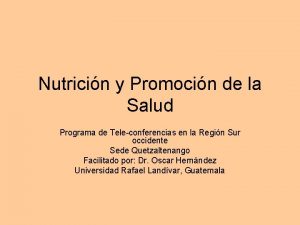 Nutricin y Promocin de la Salud Programa de