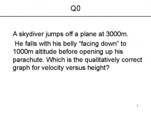 Q 0 A skydiver jumps off a plane