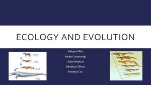 ECOLOGY AND EVOLUTION Megan Fifer Justin Cavanaugh Sam