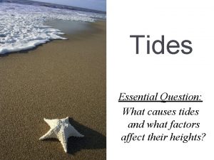 Tides Essential Question What causes tides and what