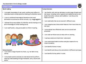 Key Assessment Criteria Being a reader A Stage