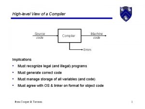 Highlevel View of a Compiler Source code Machine